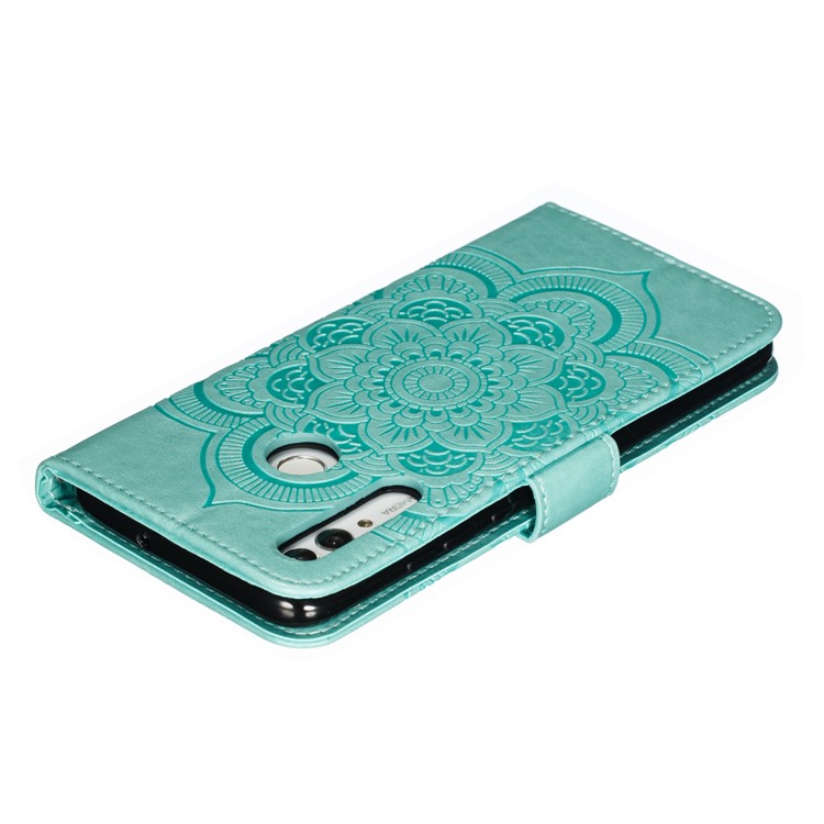 Imprint Mandala Flower Stand Wallet Leather Case for Huawei P Smart Plus 2019/Enjoy 9s/ Maimang 8/Honor 10i/Honor 20i/Honor 20 Lite/nova 4 Lite - Cyan-6