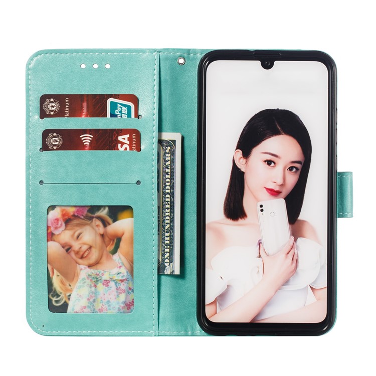 Imprint Mandala Flower Stand Wallet Leather Case for Huawei P Smart Plus 2019/Enjoy 9s/ Maimang 8/Honor 10i/Honor 20i/Honor 20 Lite/nova 4 Lite - Cyan-9