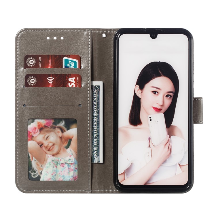 Imprint Mandala Flower Stand Wallet Leather Case for Huawei P Smart Plus 2019/Enjoy 9s/ Maimang 8/Honor 10i/Honor 20i/Honor 20 Lite/nova 4 Lite - Grey-10