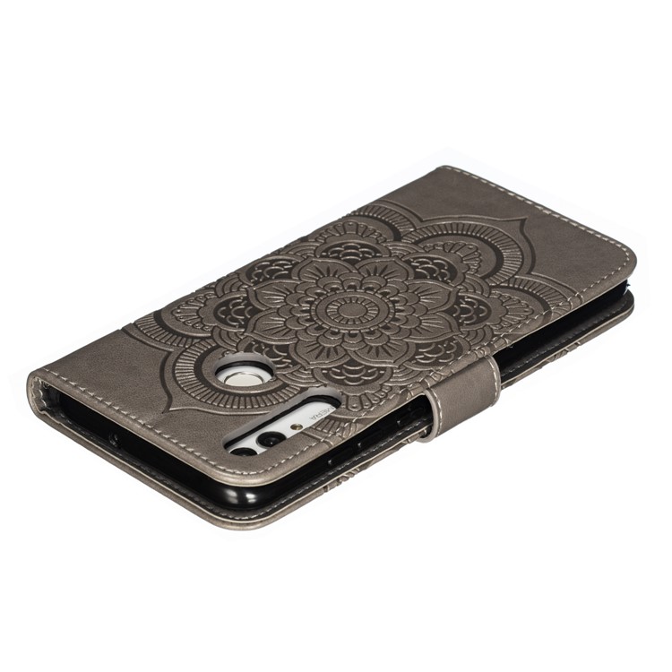 Imprint Mandala Flower Stand Wallet Leather Case for Huawei P Smart Plus 2019/Enjoy 9s/ Maimang 8/Honor 10i/Honor 20i/Honor 20 Lite/nova 4 Lite - Grey-6