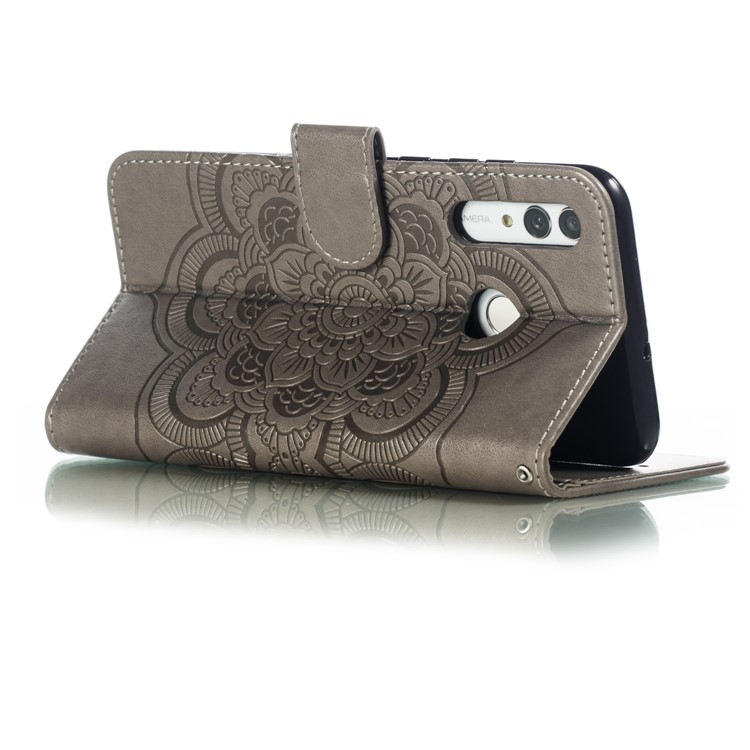 Imprint Mandala Flower Stand Wallet Leather Case for Huawei P Smart Plus 2019/Enjoy 9s/ Maimang 8/Honor 10i/Honor 20i/Honor 20 Lite/nova 4 Lite - Grey-7