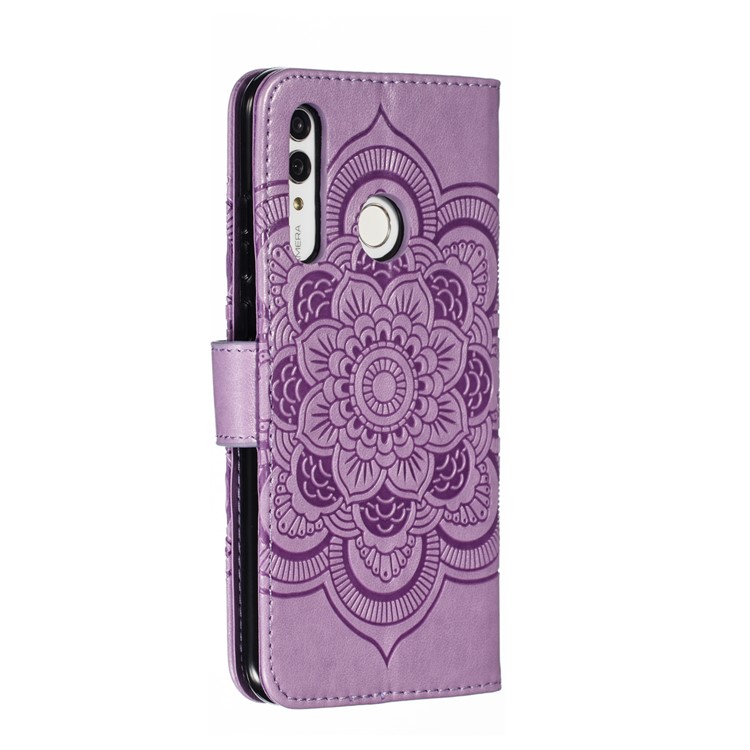 Impronta Mandala Stand Flower Stand Portafoglio In Pelle Caso Per Huawei P Smart Plus 2019 / Godere 9 / Maimang 8 / Onore 10i / Onore 20i / Onore 20 Lite / Nova 4 Lite - Viola