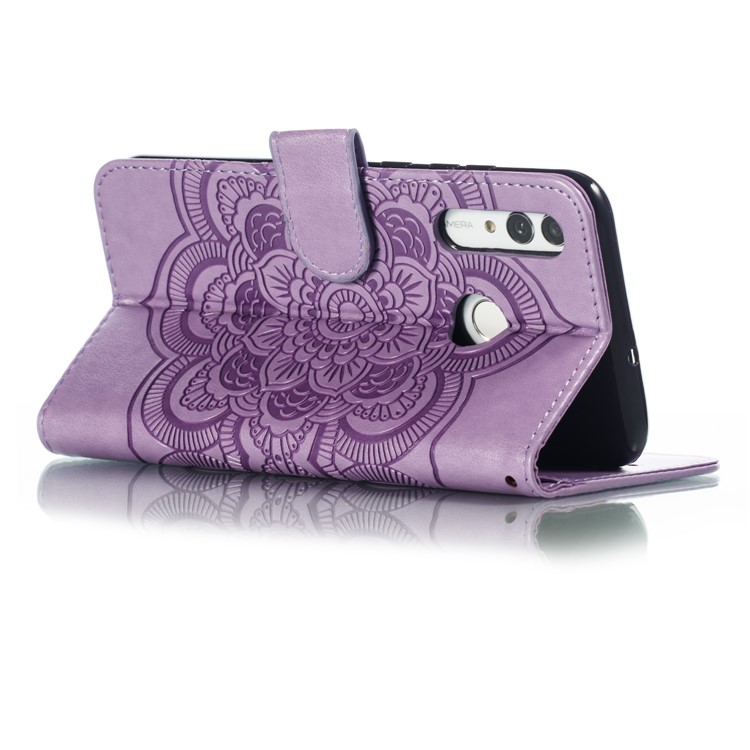 Imprint Mandala Flower Stand Wallet Leather Case for Huawei P Smart Plus 2019/Enjoy 9s/ Maimang 8/Honor 10i/Honor 20i/Honor 20 Lite/nova 4 Lite - Purple-7