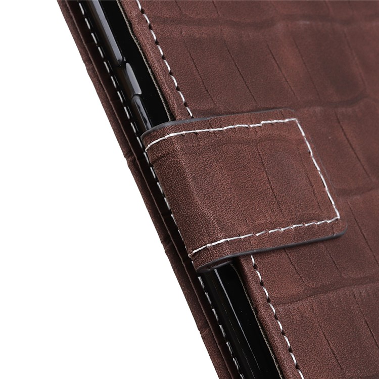 Crocodile Texture PU Leather Stand Wallet Phone Case for Huawei Honor 20 - Brown-3