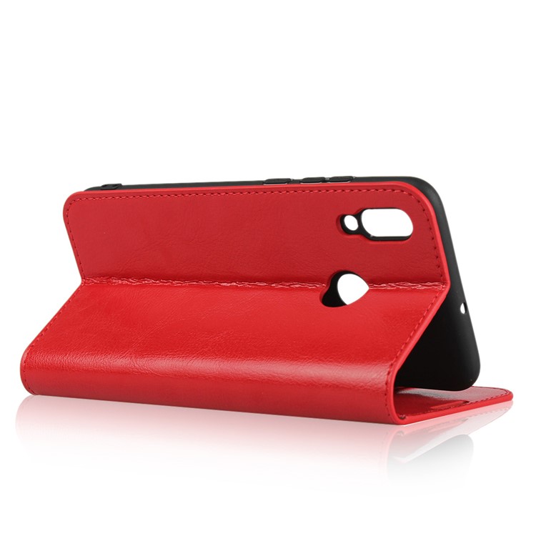 Crazy Horse Wallet Stand Genuine Leather Case for Huawei P10 Lite / P Smart (2019) / Nova Lite 3 (Japan) - Red-5