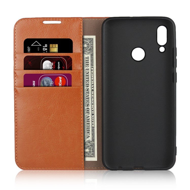 Crazy Horse Wallet Stand Genuine Leather Case for Huawei P10 Lite / P Smart (2019) / Nova Lite 3 (Japan) - Brown-4