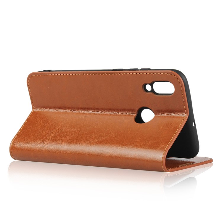 Crazy Horse Wallet Stand Genuine Leather Case for Huawei P10 Lite / P Smart (2019) / Nova Lite 3 (Japan) - Brown-5