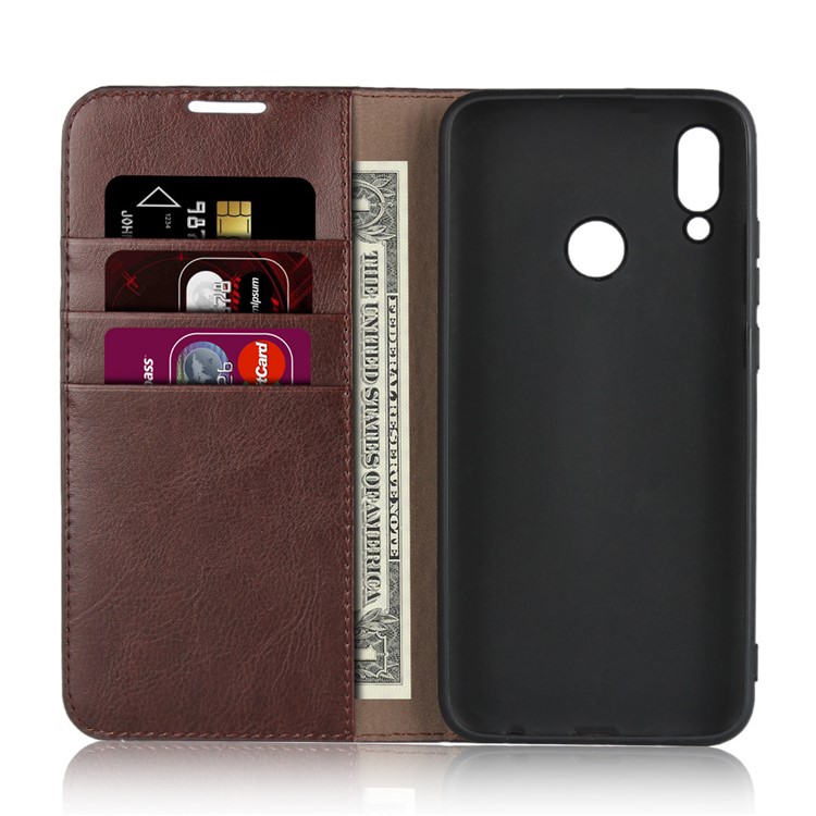 Crazy Horse Wallet Stand Genuine Leather Case for Huawei P10 Lite / P Smart (2019) / Nova Lite 3 (Japan) - Coffee-4
