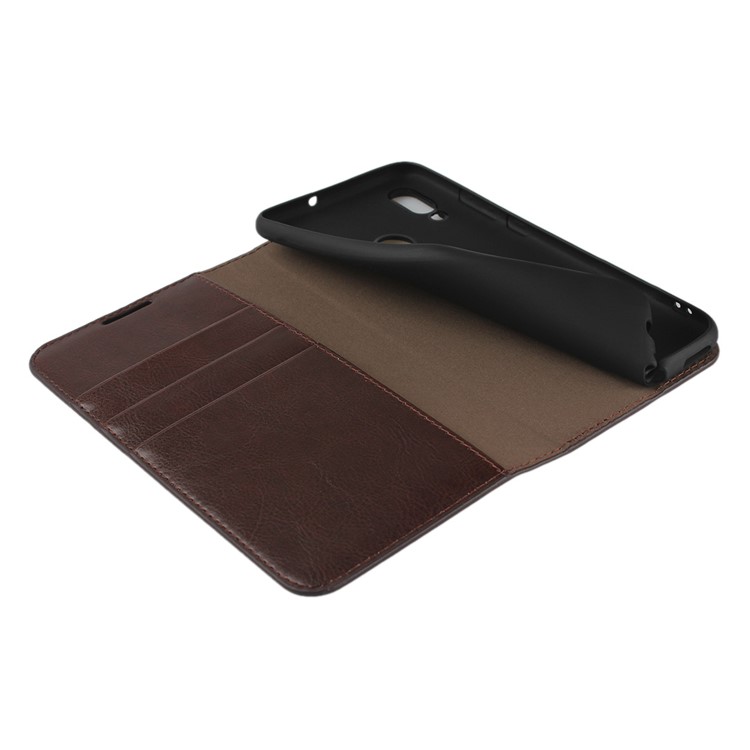 Crazy Horse Wallet Stand Genuine Leather Case for Huawei P10 Lite / P Smart (2019) / Nova Lite 3 (Japan) - Coffee-6