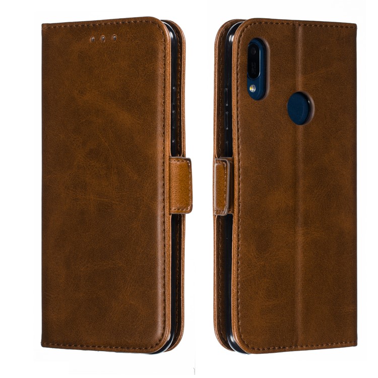 PU Leather Stand Wallet Case for Huawei Y6 (2019, with Fingerprint Sensor) / Y6 Prime (2019) - Coffee-10