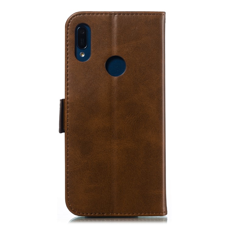 PU Leather Stand Wallet Case for Huawei Y6 (2019, with Fingerprint Sensor) / Y6 Prime (2019) - Coffee-3