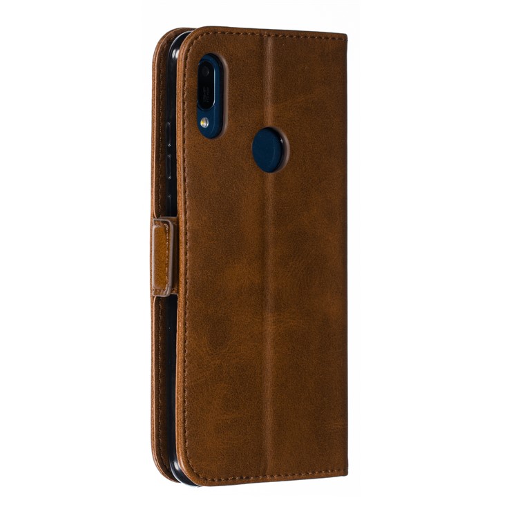 PU Leather Stand Wallet Case for Huawei Y6 (2019, with Fingerprint Sensor) / Y6 Prime (2019) - Coffee-5