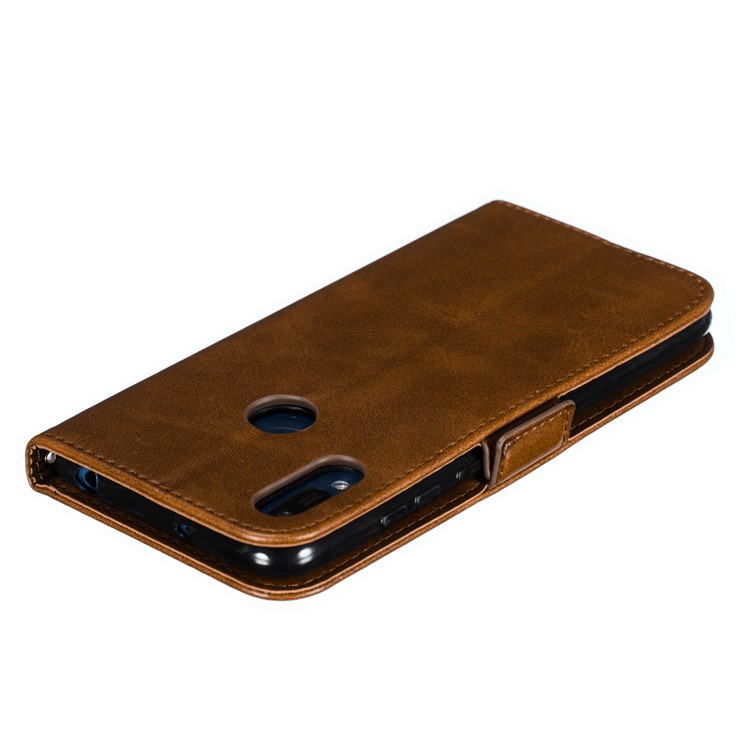 PU Leather Stand Wallet Case for Huawei Y6 (2019, with Fingerprint Sensor) / Y6 Prime (2019) - Coffee-7