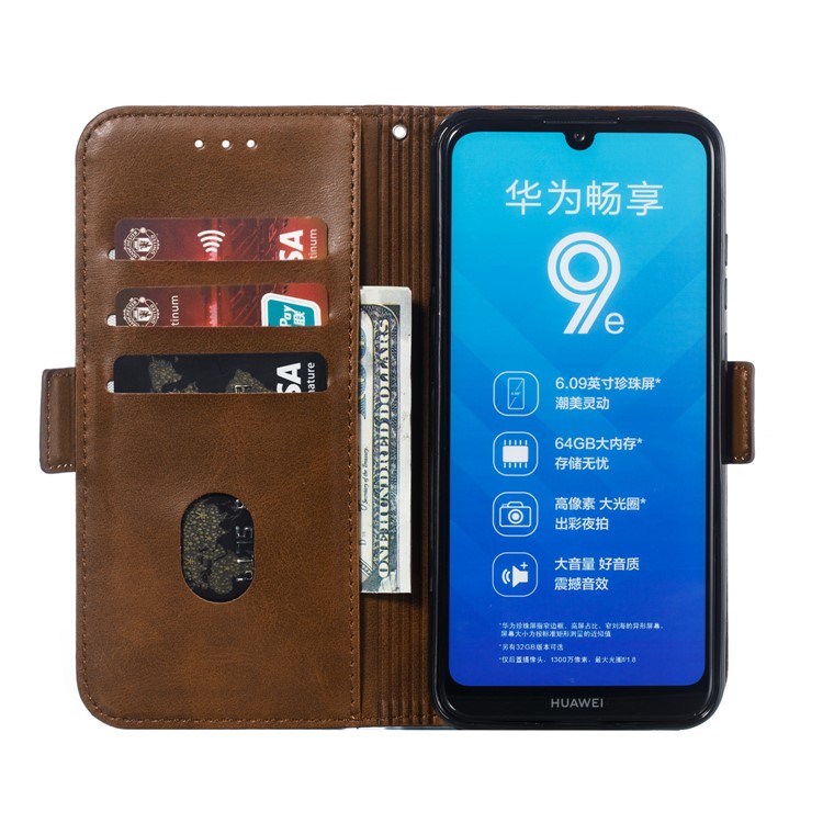 PU Leather Stand Wallet Case for Huawei Y6 (2019, with Fingerprint Sensor) / Y6 Prime (2019) - Coffee-8