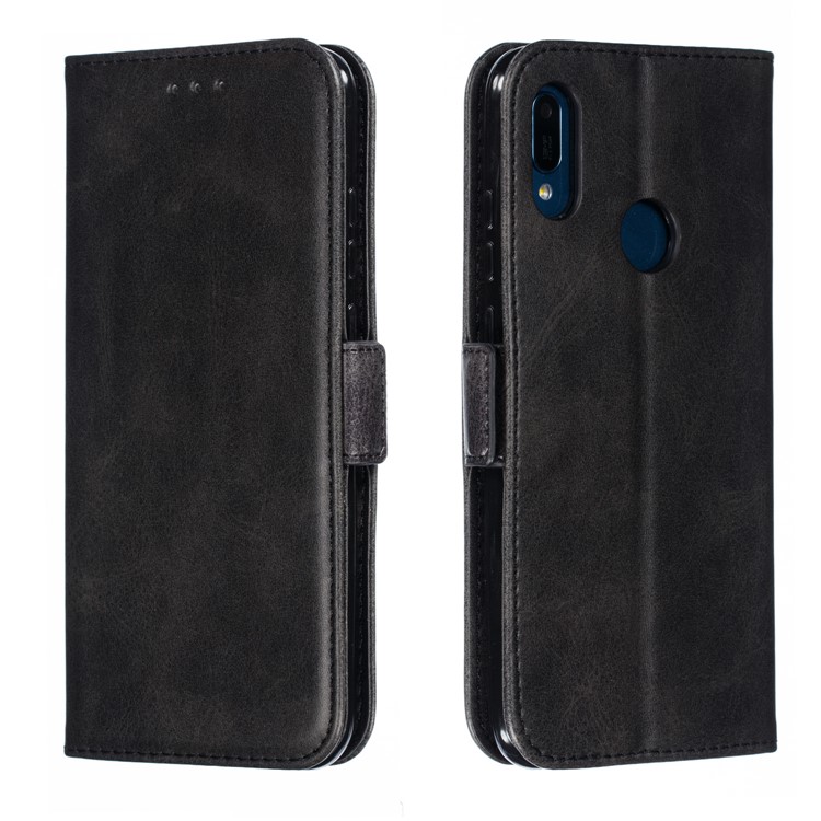 PU Leather Stand Wallet Case for Huawei Y6 (2019, with Fingerprint Sensor) / Y6 Prime (2019) - Black-10