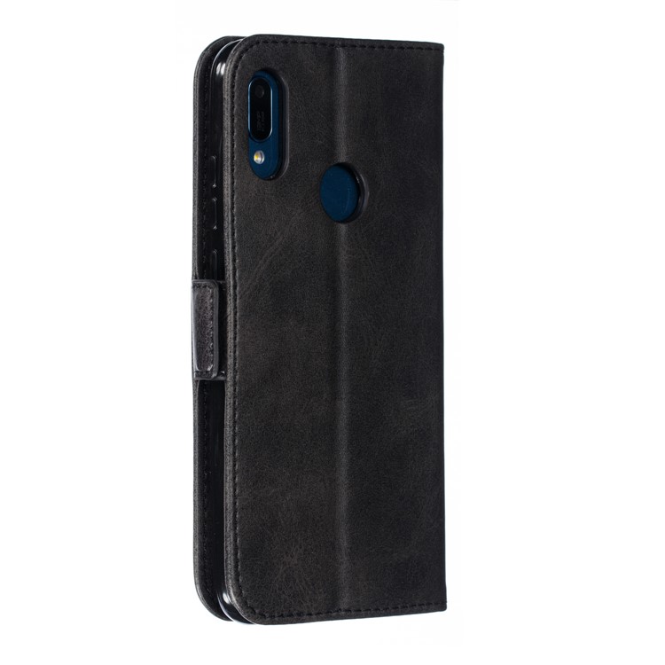 PU Leather Stand Wallet Case for Huawei Y6 (2019, with Fingerprint Sensor) / Y6 Prime (2019) - Black-5