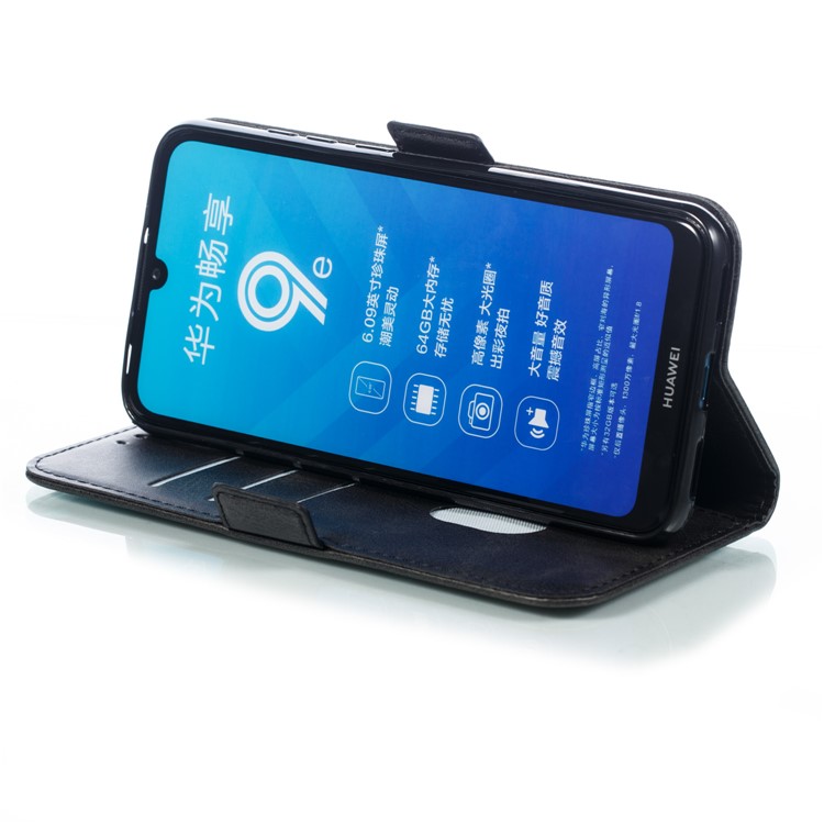 PU Leather Stand Wallet Case for Huawei Y6 (2019, with Fingerprint Sensor) / Y6 Prime (2019) - Black-9