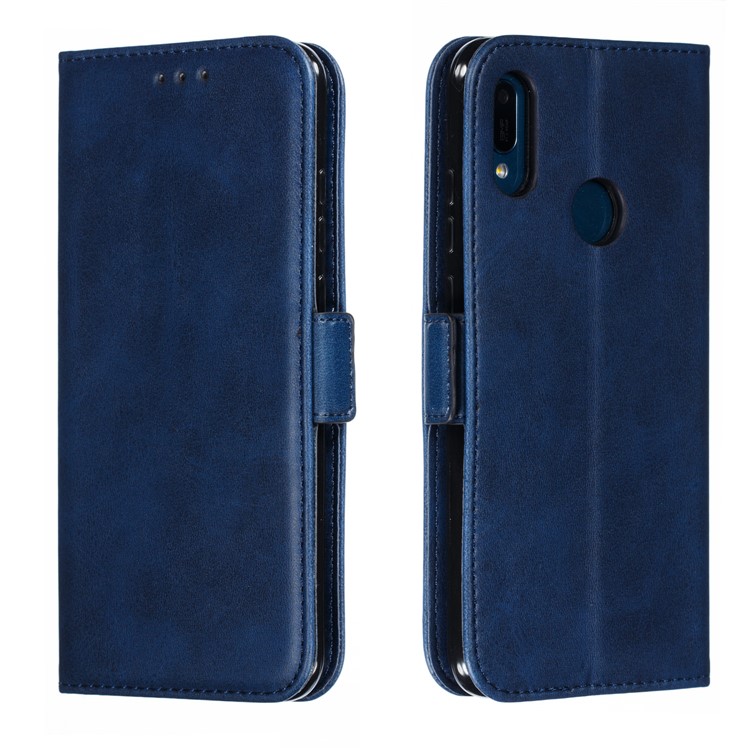 PU Leather Stand Wallet Case for Huawei Y6 (2019, with Fingerprint Sensor) / Y6 Prime (2019) - Dark Blue-10