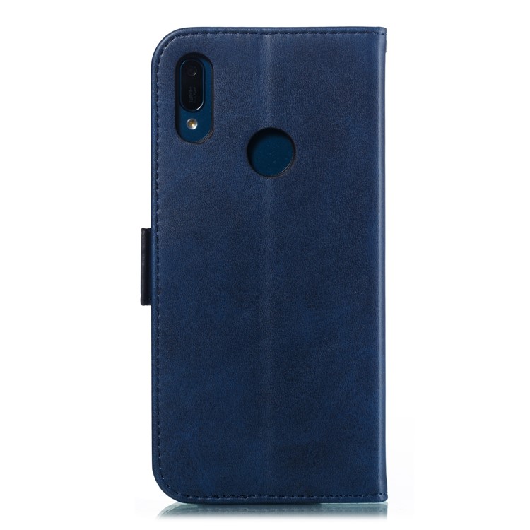 PU Leather Stand Wallet Case for Huawei Y6 (2019, with Fingerprint Sensor) / Y6 Prime (2019) - Dark Blue-3