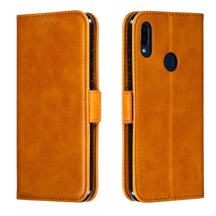 PU Leather Stand Wallet Case for Huawei Y6 (2019, with Fingerprint Sensor) / Y6 Prime (2019) - Brown-10