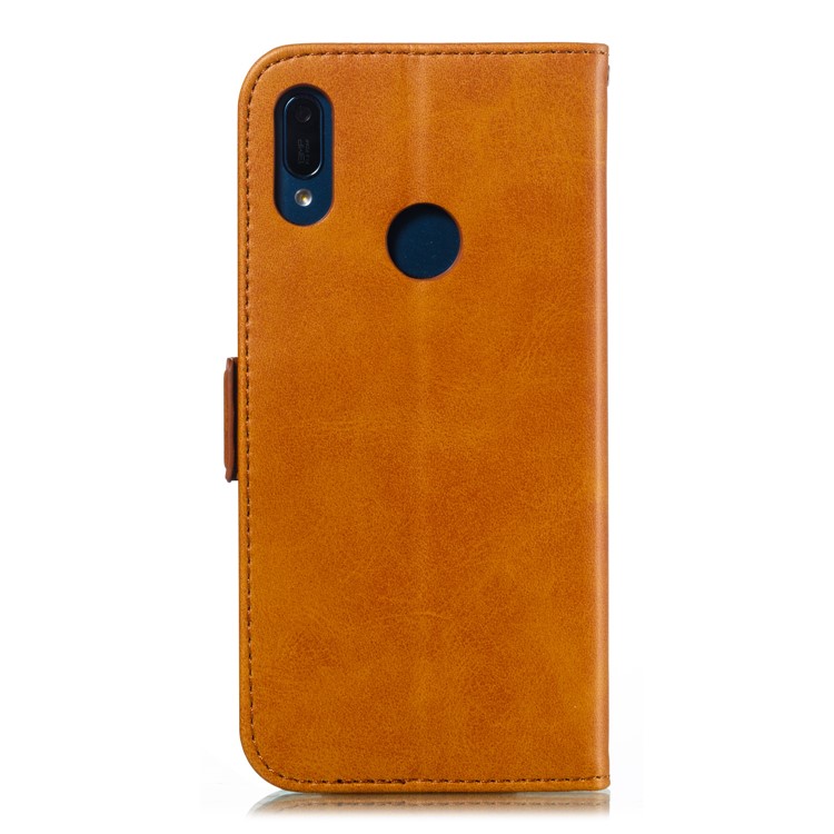 PU Leather Stand Wallet Case for Huawei Y6 (2019, with Fingerprint Sensor) / Y6 Prime (2019) - Brown-3