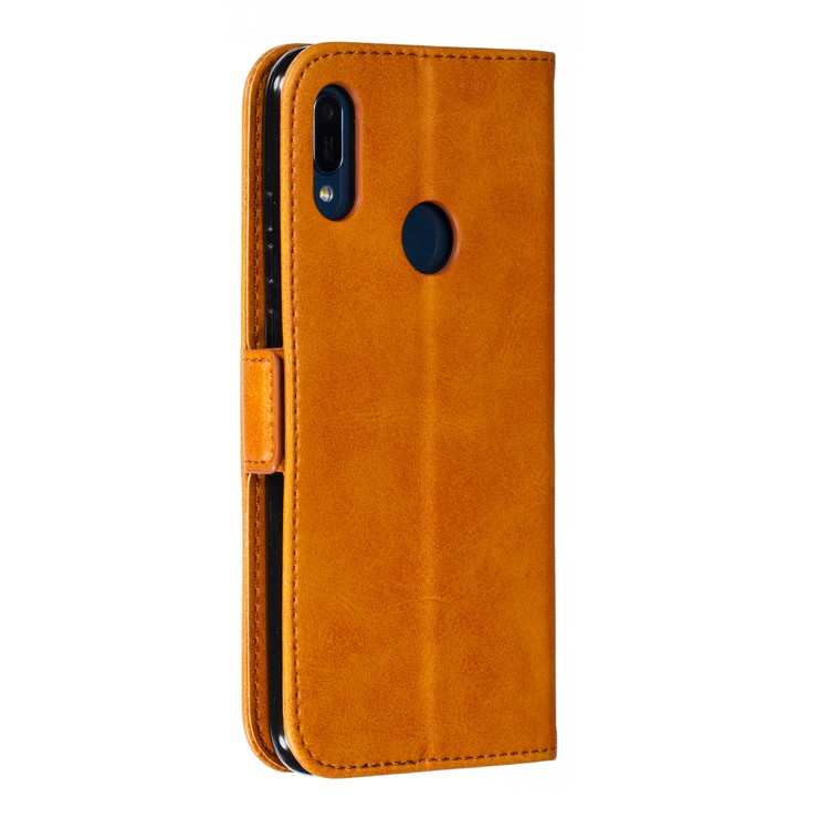 PU Leather Stand Wallet Case for Huawei Y6 (2019, with Fingerprint Sensor) / Y6 Prime (2019) - Brown-5