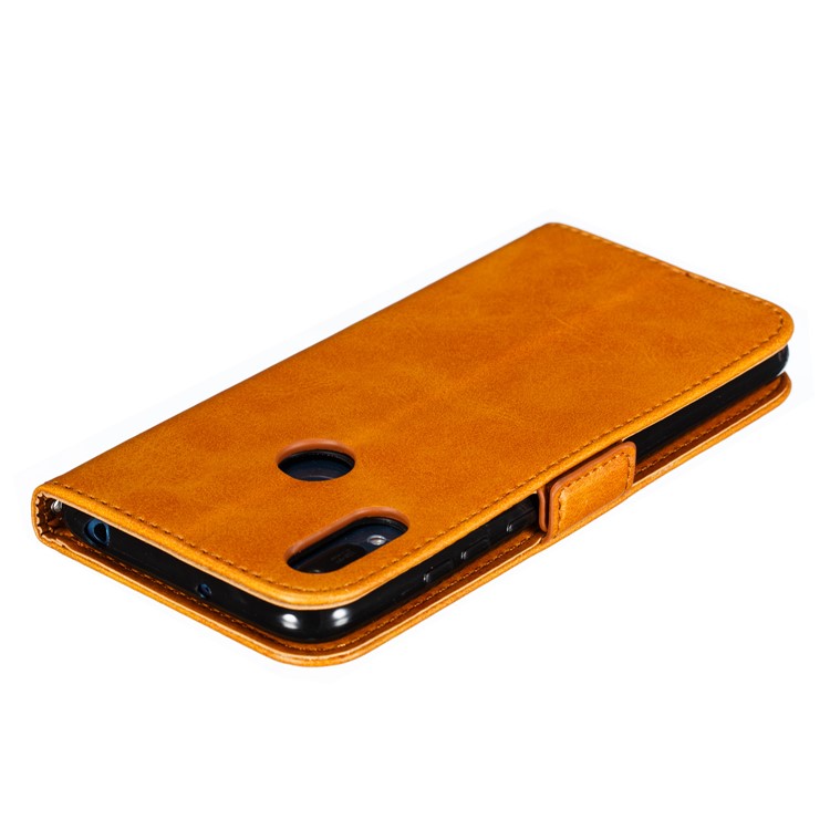 PU Leather Stand Wallet Case for Huawei Y6 (2019, with Fingerprint Sensor) / Y6 Prime (2019) - Brown-7