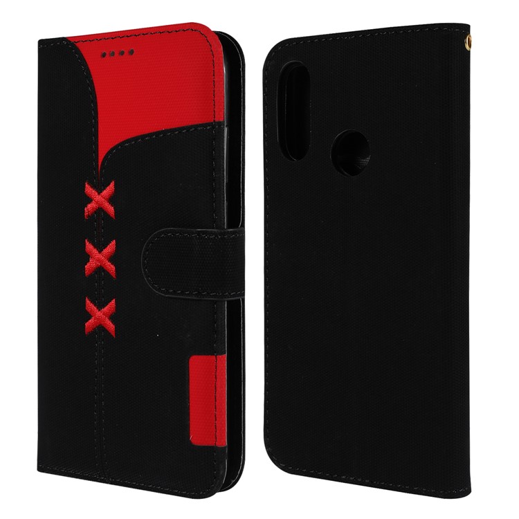 Embroidery Wallet Stand Flip Leather Protective Case for Huawei Y6 (2019, with Fingerprint Sensor)/Y6 Prime (2019) - Black-1