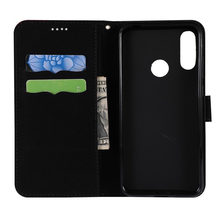 Embroidery Wallet Stand Flip Leather Protective Case for Huawei Y6 (2019, with Fingerprint Sensor)/Y6 Prime (2019) - Black-4