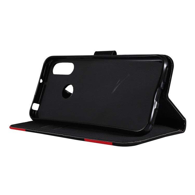 Embroidery Wallet Stand Flip Leather Protective Case for Huawei Y6 (2019, with Fingerprint Sensor)/Y6 Prime (2019) - Black-5