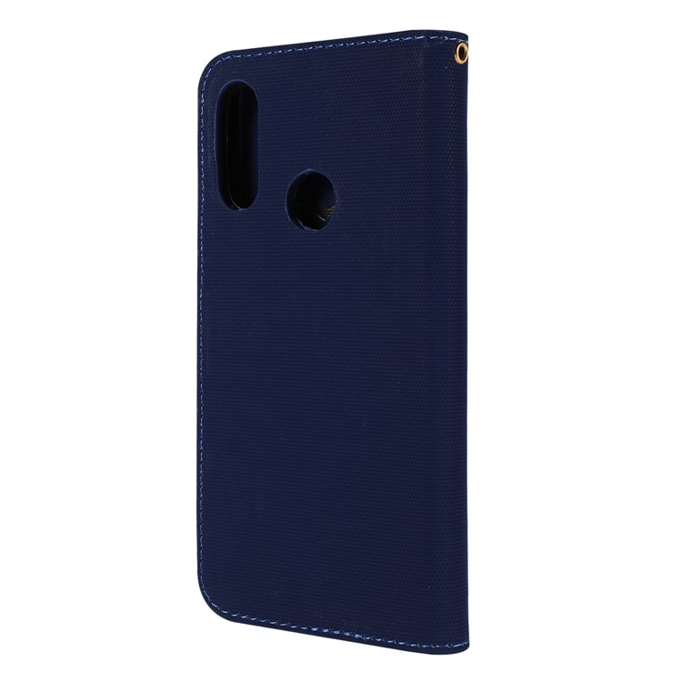 Embroidery Wallet Stand Flip Leather Protective Case for Huawei Y6 (2019, with Fingerprint Sensor)/Y6 Prime (2019) - Dark Blue-3