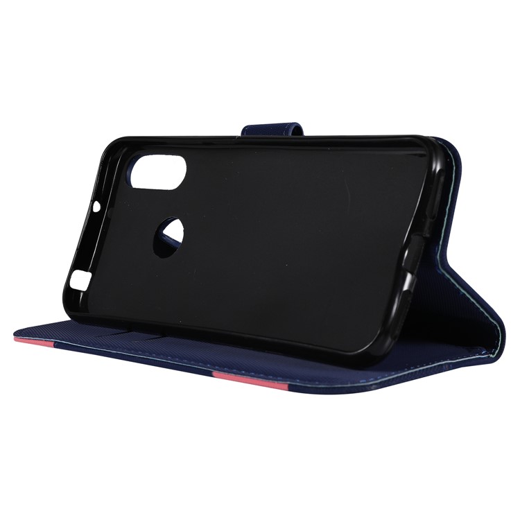 Embroidery Wallet Stand Flip Leather Protective Case for Huawei Y6 (2019, with Fingerprint Sensor)/Y6 Prime (2019) - Dark Blue-6