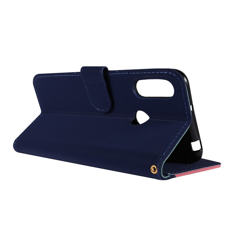 Embroidery Wallet Stand Flip Leather Protective Case for Huawei Y6 (2019, with Fingerprint Sensor)/Y6 Prime (2019) - Dark Blue-7