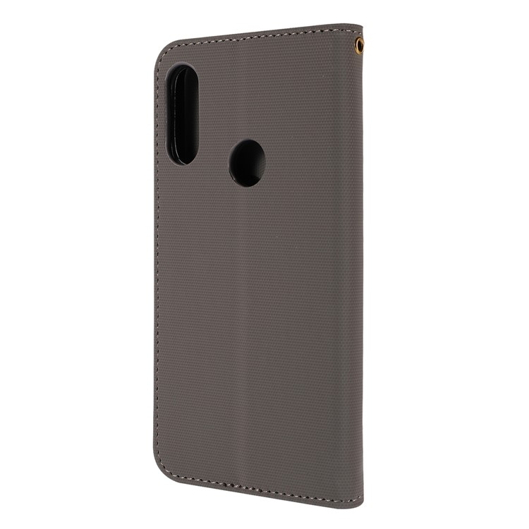Embroidery Wallet Stand Flip Leather Protective Case for Huawei Y6 (2019, with Fingerprint Sensor)/Y6 Prime (2019) - Grey-3