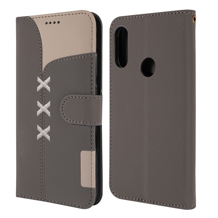 Embroidery Wallet Stand Flip Leather Protective Case for Huawei Y6 (2019, with Fingerprint Sensor)/Y6 Prime (2019) - Grey-4
