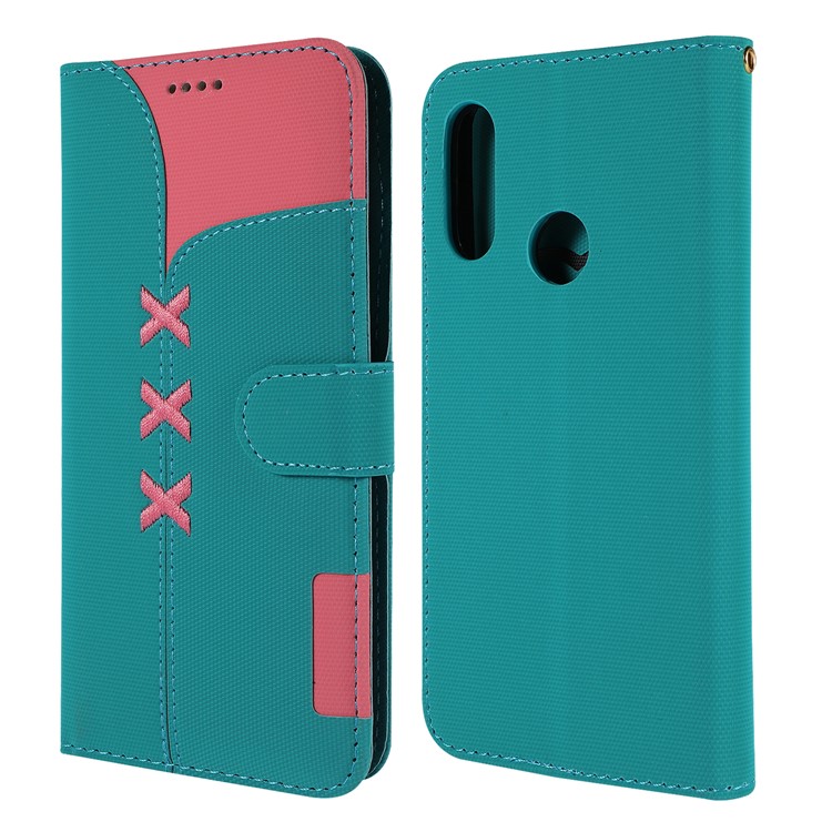 Embroidery Wallet Stand Flip Leather Protective Case for Huawei Y6 (2019, with Fingerprint Sensor)/Y6 Prime (2019) - Green-1