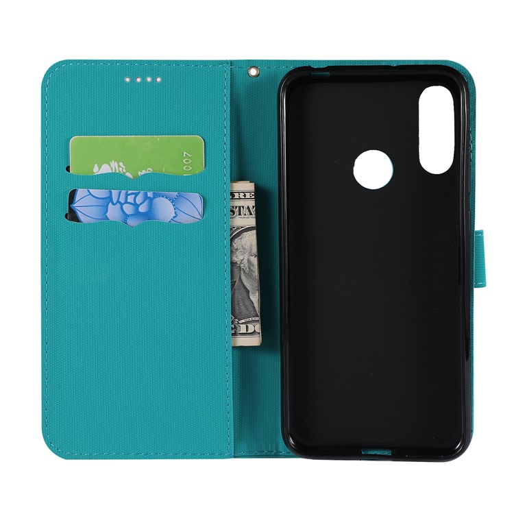 Embroidery Wallet Stand Flip Leather Protective Case for Huawei Y6 (2019, with Fingerprint Sensor)/Y6 Prime (2019) - Green-3