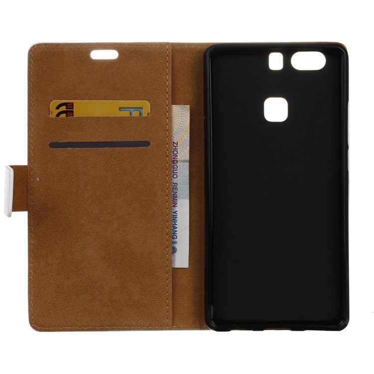 Card Holder Leather Case for Huawei P9 Plus - Green Tree & Bird Cage-3