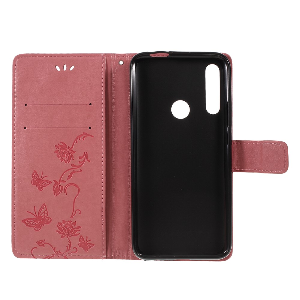 Imprint Butterfly Flower Wallet Stand Leather Case for Huawei P Smart Z - Pink-4