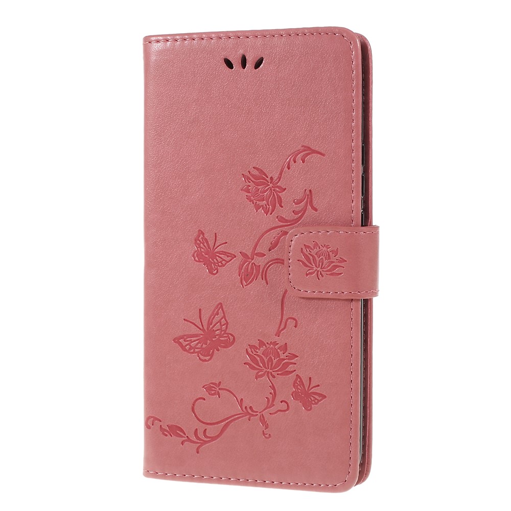 Imprint Butterfly Flower Wallet Stand Leather Case for Huawei P Smart Z - Pink-5