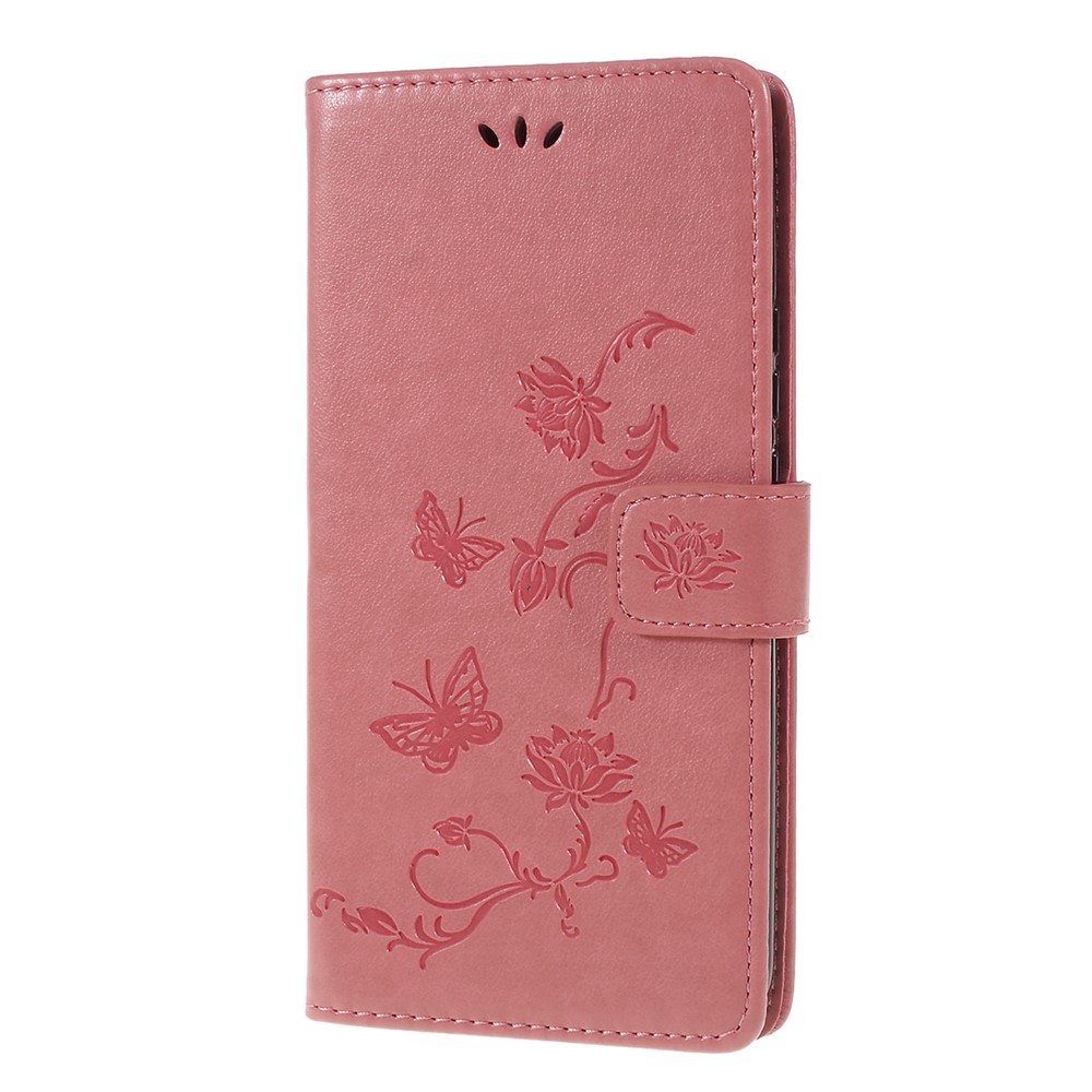 Impronta Butterfly Flower Portafoglio Custodia in Pelle Per Huawei P Smart Z - Rosa-5