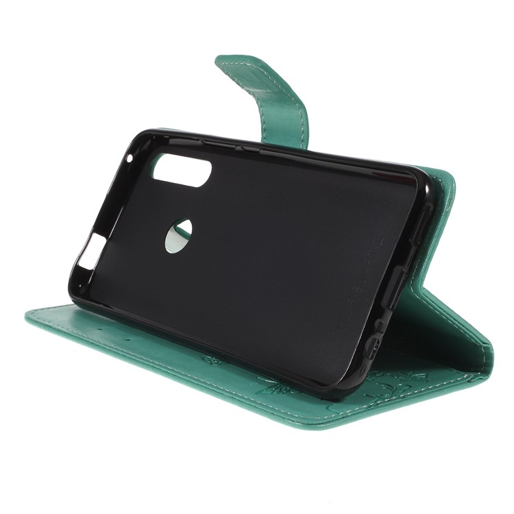 Imprint Butterfly Flower Wallet Stand Leather Case for Huawei P Smart Z - Cyan-2