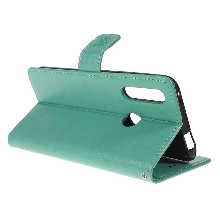 Imprint Butterfly Flower Wallet Stand Leather Case for Huawei P Smart Z - Cyan-3