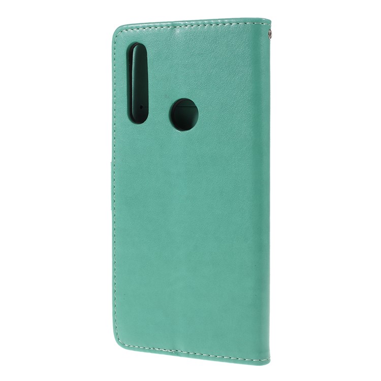 Imprint Butterfly Flower Wallet Stand Leather Case for Huawei P Smart Z - Cyan-6