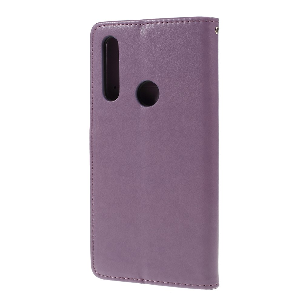 Imprint Butterfly Flower Wallet Stand Leather Case for Huawei P Smart Z - Light Purple-6