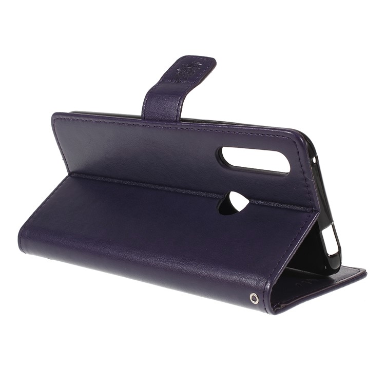Imprint Butterfly Flower Wallet Stand Leather Case for Huawei P Smart Z - Dark Purple-3