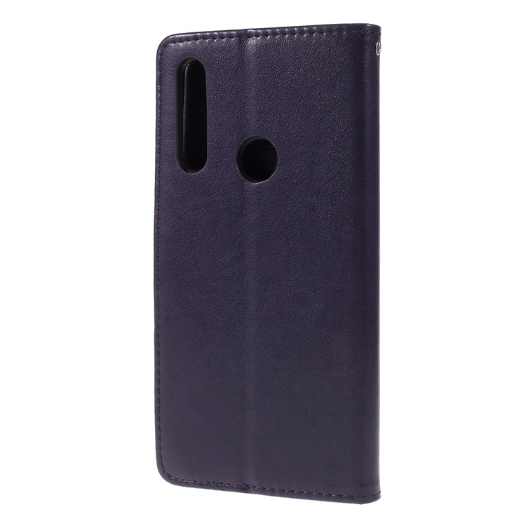 Imprint Butterfly Flower Wallet Stand Leather Case for Huawei P Smart Z - Dark Purple-6