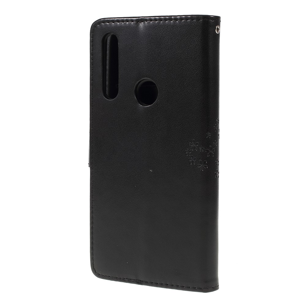 Carteira Magnética da Coruja da Árvore de Impressão Tampa de Couro PU Com Suporte Para Huawei P Smart Z - Preto