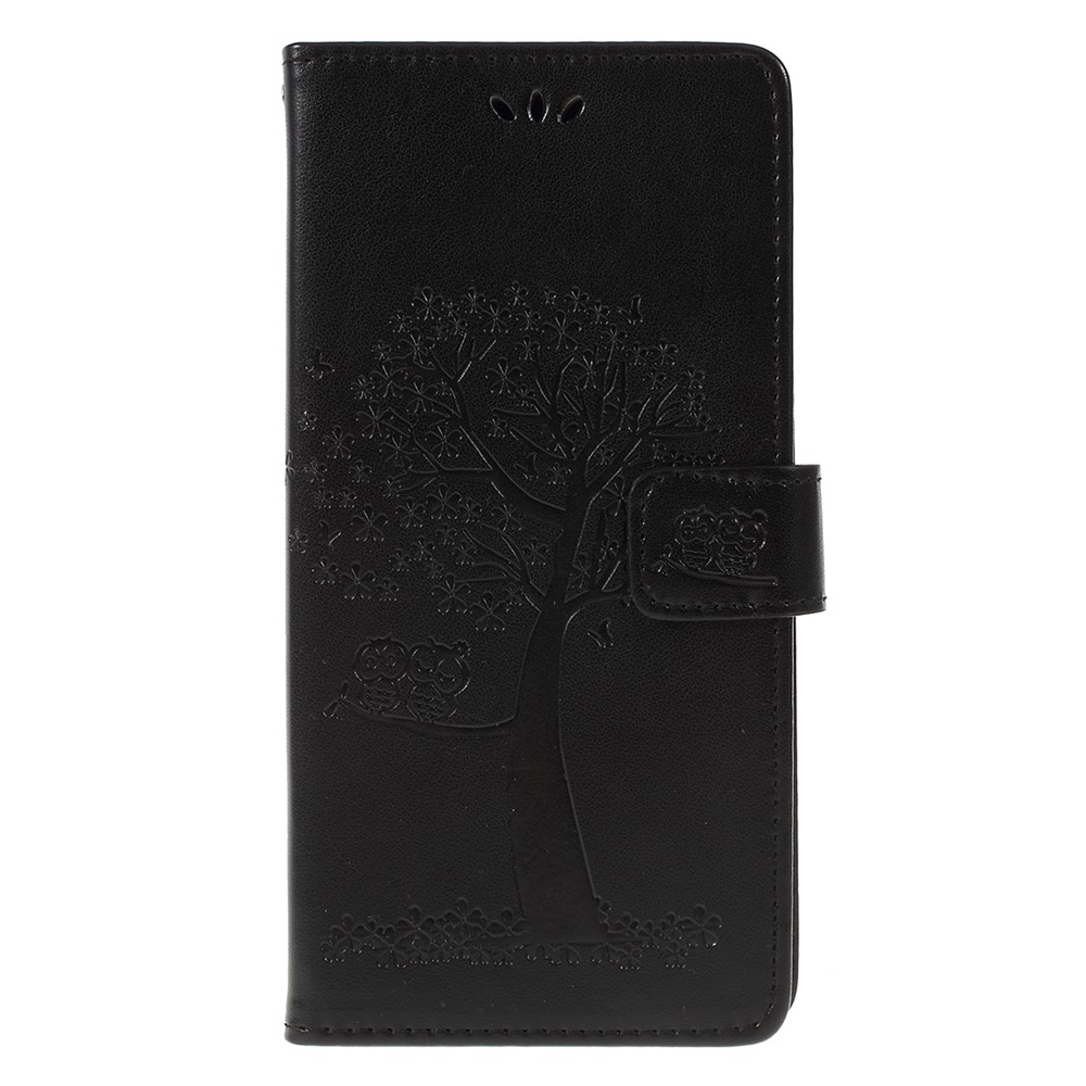 Empreinte Tree Chowl Magnet Portefeuille PU Couver en Cuir Avec Support Pour Huawei P Smart Z - le Noir