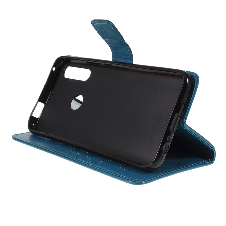 Imprint Tree Owl Magnetic Wallet PU Leather Cover with Stand for Huawei P Smart Z - Blue-2